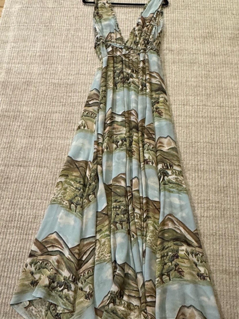 Reformation Camellia Landscape Print Ruffle Wrap Maxi Dress